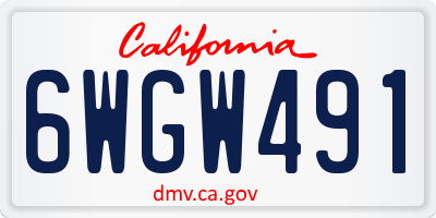 CA license plate 6WGW491