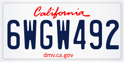 CA license plate 6WGW492