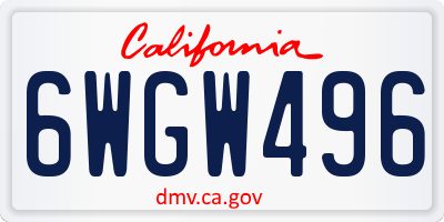 CA license plate 6WGW496