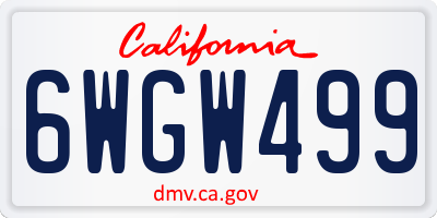 CA license plate 6WGW499