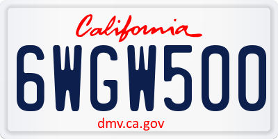 CA license plate 6WGW500