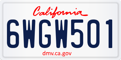 CA license plate 6WGW501