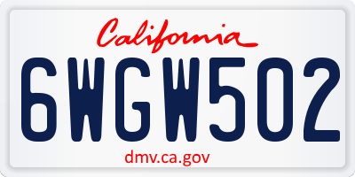CA license plate 6WGW502