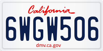 CA license plate 6WGW506