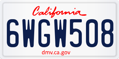 CA license plate 6WGW508