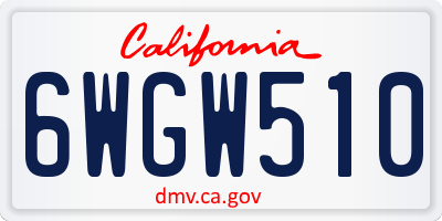 CA license plate 6WGW510