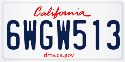 CA license plate 6WGW513