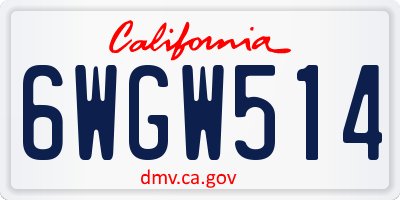 CA license plate 6WGW514