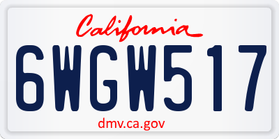CA license plate 6WGW517
