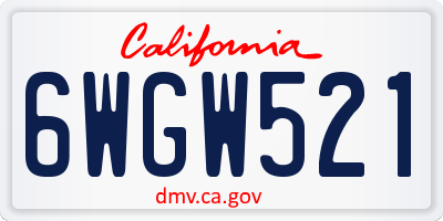 CA license plate 6WGW521