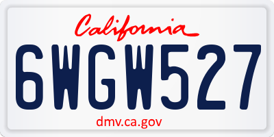 CA license plate 6WGW527