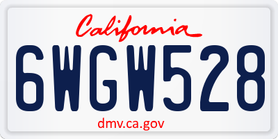 CA license plate 6WGW528