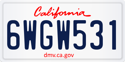 CA license plate 6WGW531