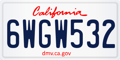 CA license plate 6WGW532