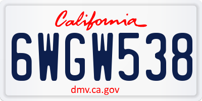 CA license plate 6WGW538