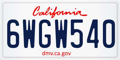 CA license plate 6WGW540