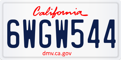 CA license plate 6WGW544