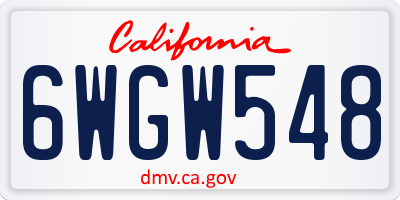 CA license plate 6WGW548