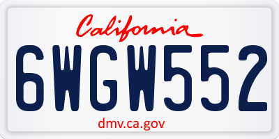 CA license plate 6WGW552