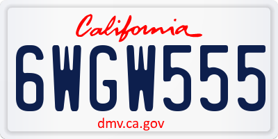 CA license plate 6WGW555