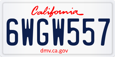 CA license plate 6WGW557