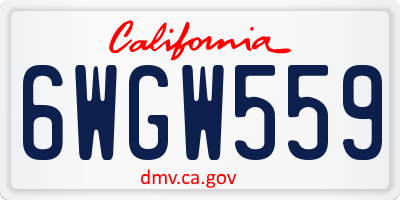 CA license plate 6WGW559