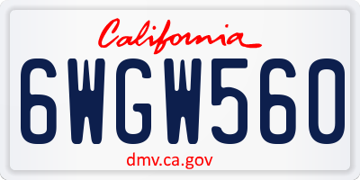 CA license plate 6WGW560