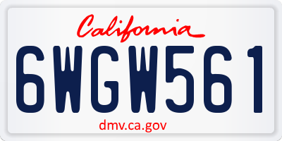 CA license plate 6WGW561