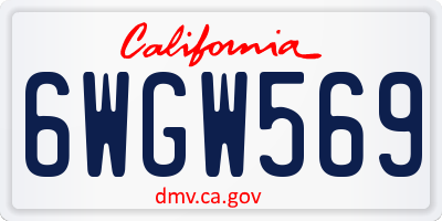 CA license plate 6WGW569