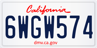 CA license plate 6WGW574