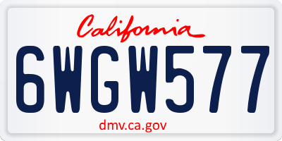 CA license plate 6WGW577