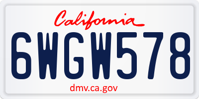 CA license plate 6WGW578