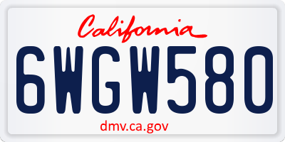 CA license plate 6WGW580