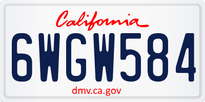 CA license plate 6WGW584