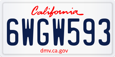 CA license plate 6WGW593