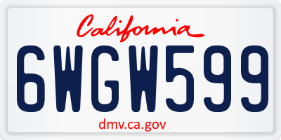 CA license plate 6WGW599