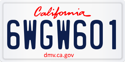 CA license plate 6WGW601