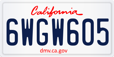 CA license plate 6WGW605