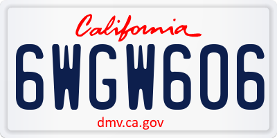 CA license plate 6WGW606