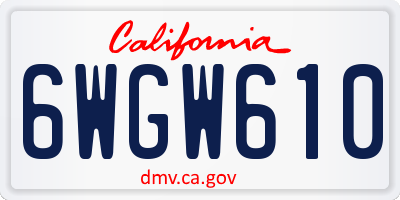 CA license plate 6WGW610