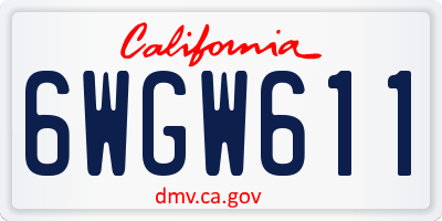 CA license plate 6WGW611