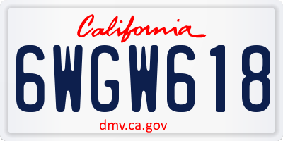 CA license plate 6WGW618