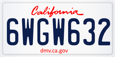 CA license plate 6WGW632