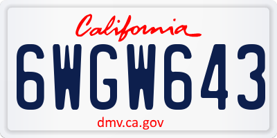 CA license plate 6WGW643