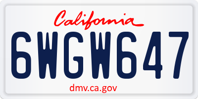 CA license plate 6WGW647