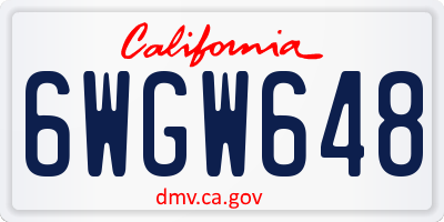 CA license plate 6WGW648