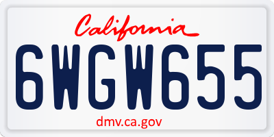 CA license plate 6WGW655