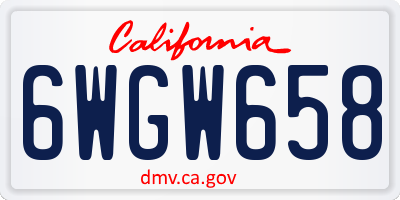 CA license plate 6WGW658