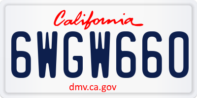 CA license plate 6WGW660
