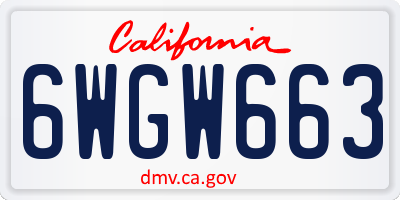 CA license plate 6WGW663